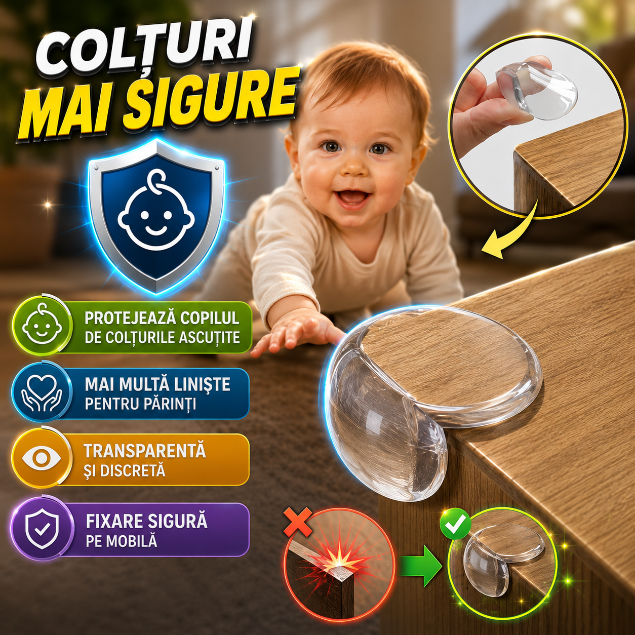 🛡️ ProtecțieColțuri™ – Protecție Pentru Colțurile Ascuțite Ale Mobilei