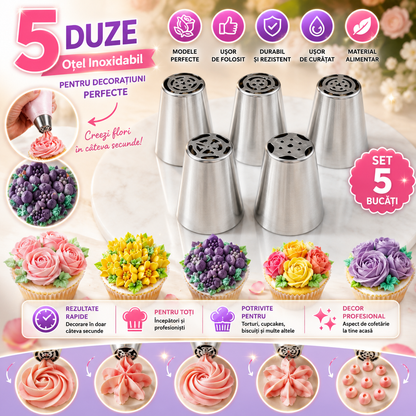 Set Profesional de 5 Duze pentru Decorat Torturi și Prăjituri