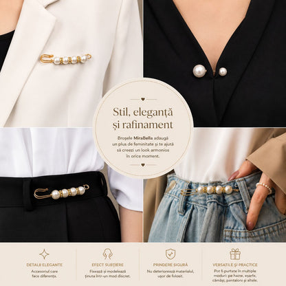 Set 12 Broșe Elegante cu Perle