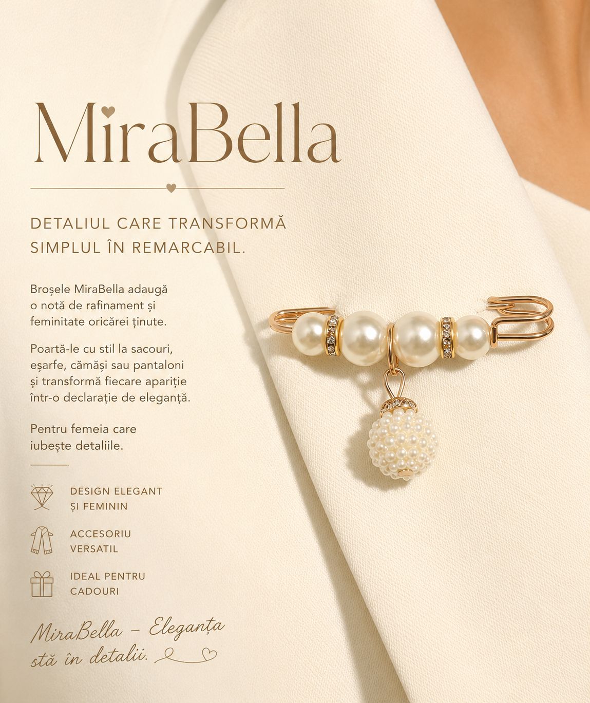 Set 12 Broșe Elegante cu Perle