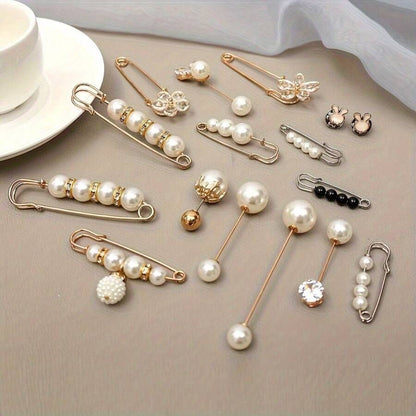 Set 12 Broșe Elegante cu Perle