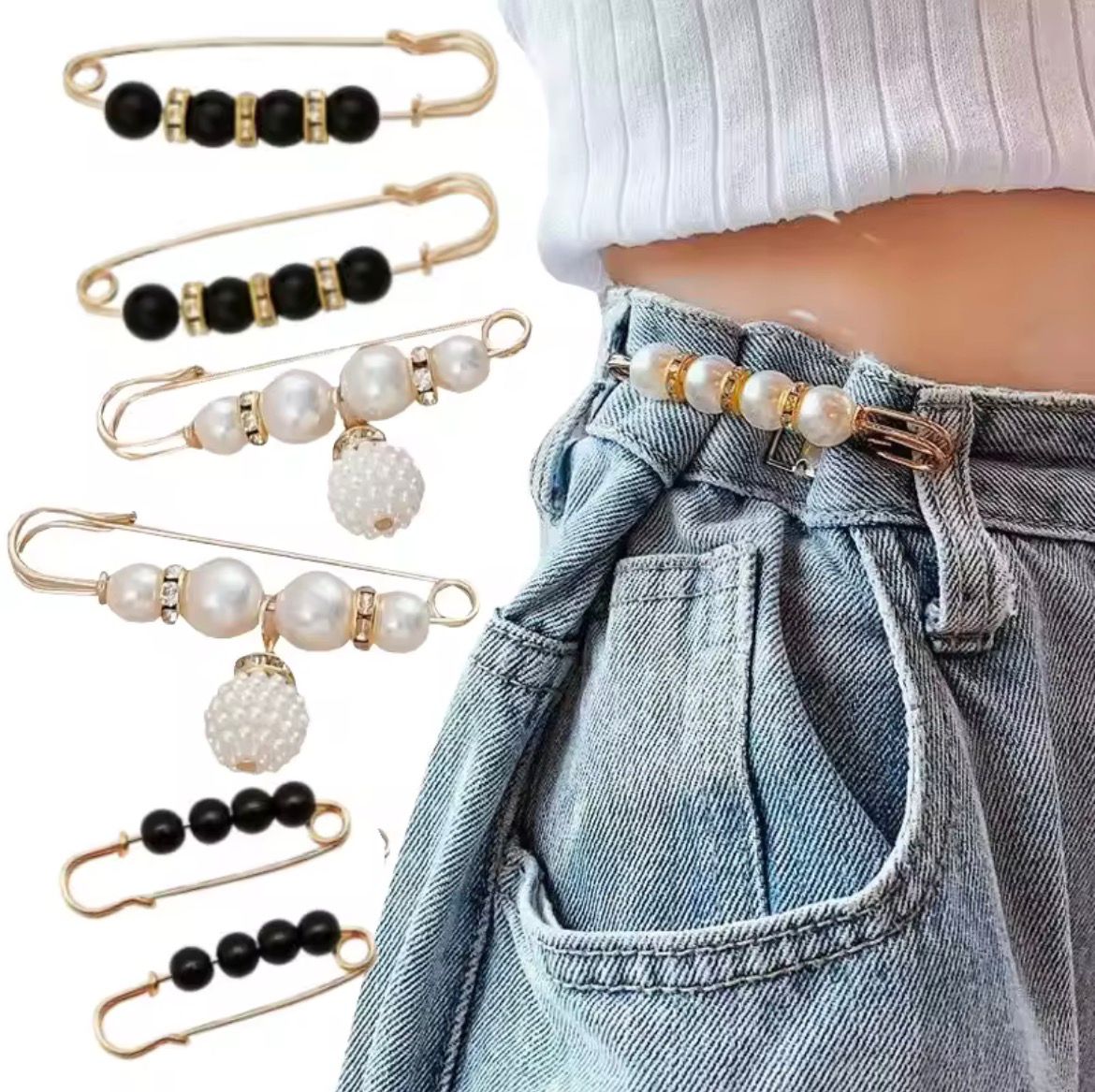 Set 12 Broșe Elegante cu Perle
