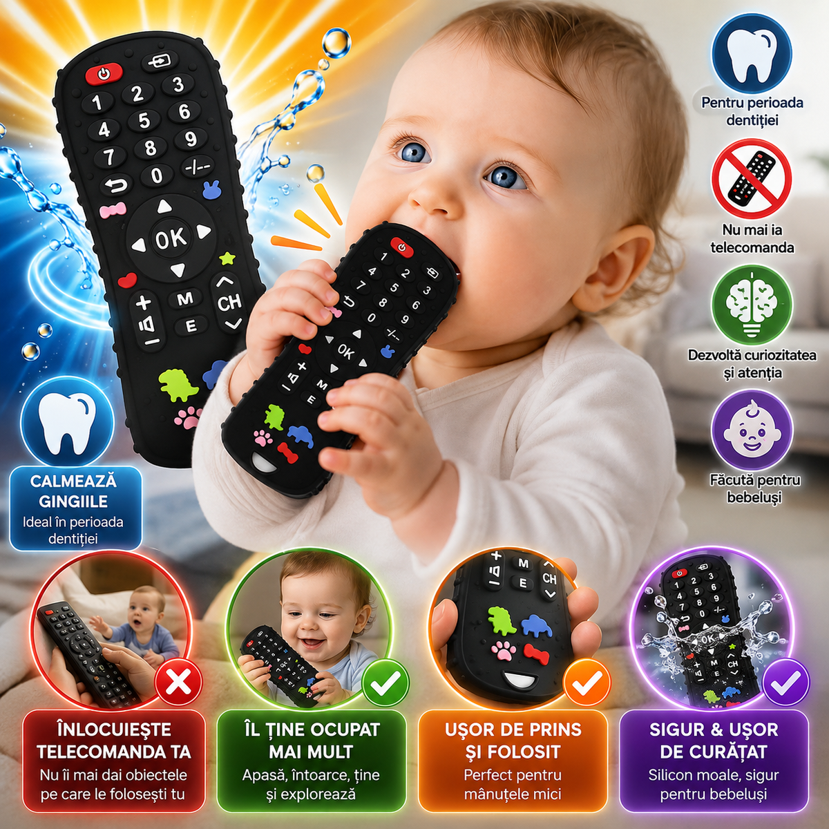 🦷 BebeRoade™ – Distracție Pentru Bebeluș, Ajutor În Perioada Dentiției